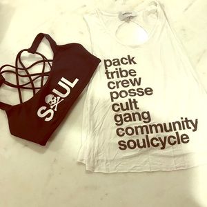 Soul Cycle workout tank and sport bra.